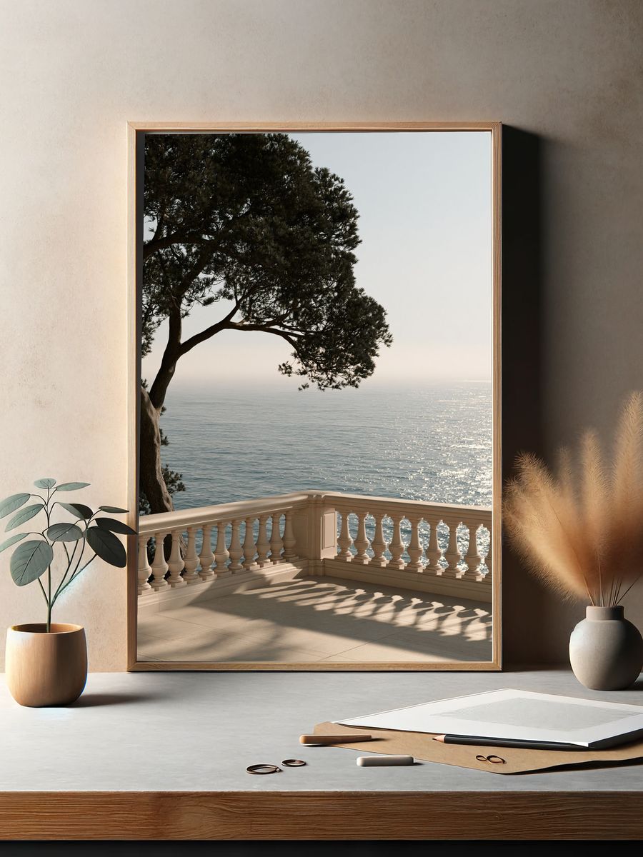 Mediterranean Seaside Terrace Print. — room view 2