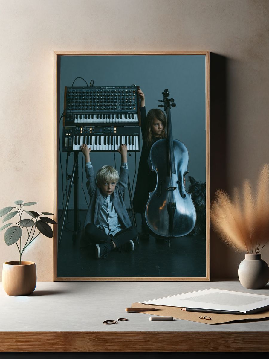 Children with Instruments Photography Poster. — room view 2