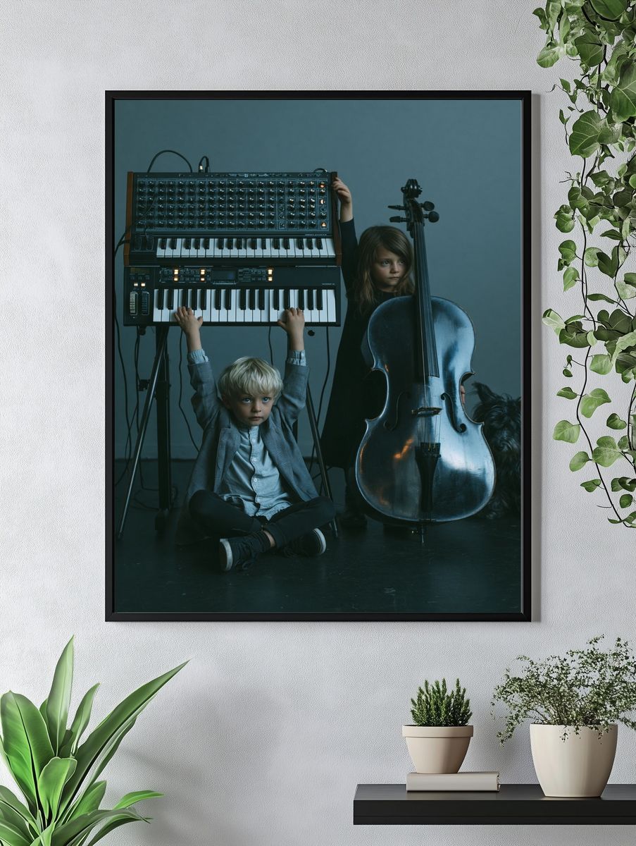 Children with Instruments Photography Poster. — room view 4