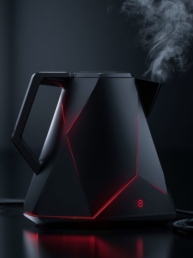Futuristic Electric Kettle Photography Poster. poster detail