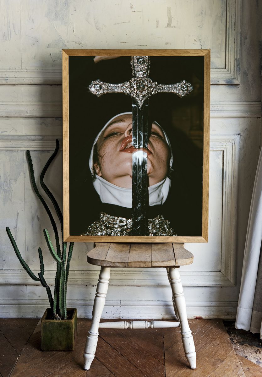 Surreal Cross Portrait Poster. — room view 1