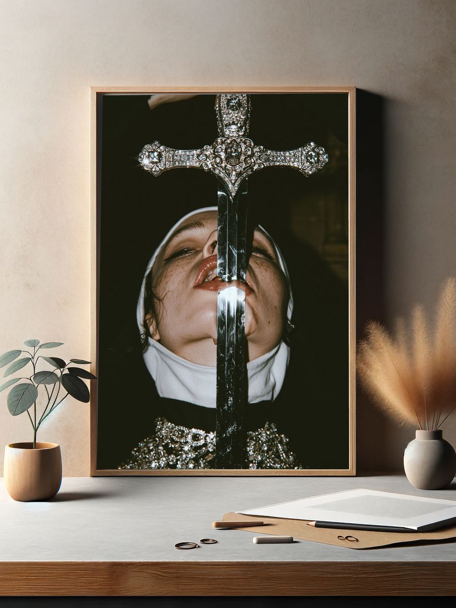 Surreal Cross Portrait Poster. — room view 2
