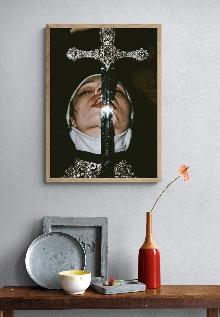 Surreal Cross Portrait Poster. — room view 3
