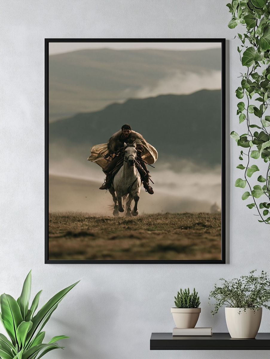 Warrior on Horseback Photography Poster. — room view 4