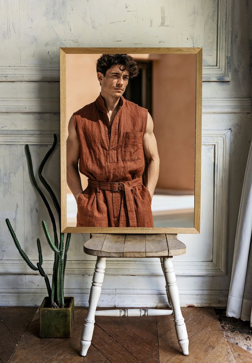 Rust Linen Portrait Print. — room view 1