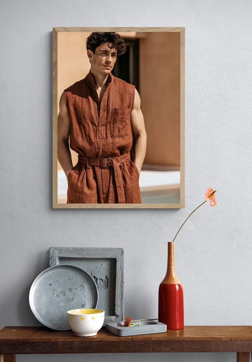 Rust Linen Portrait Print. — room view 3