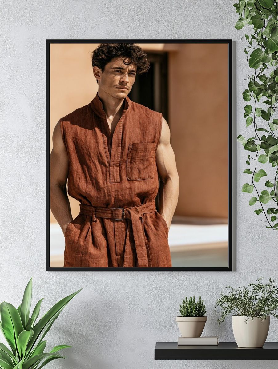 Rust Linen Portrait Print. — room view 4