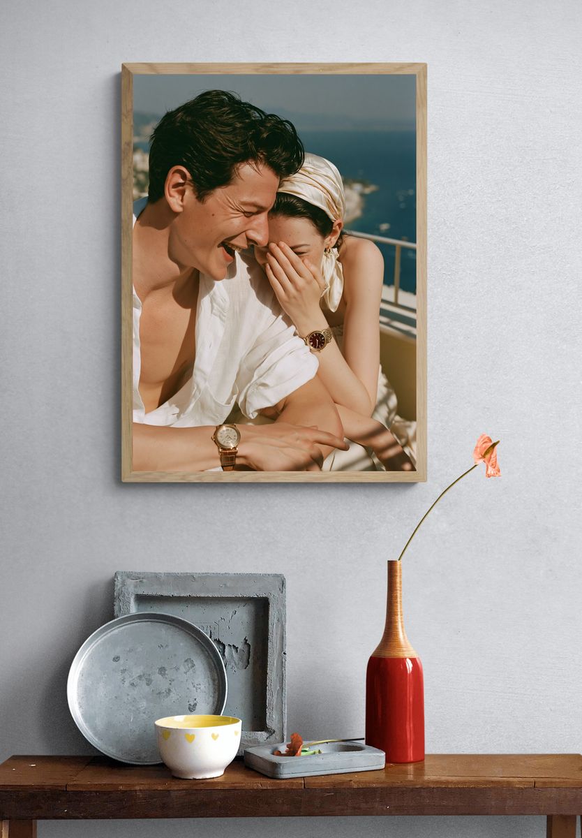 Sunlit Couple Portrait Photography Poster. — room view 3