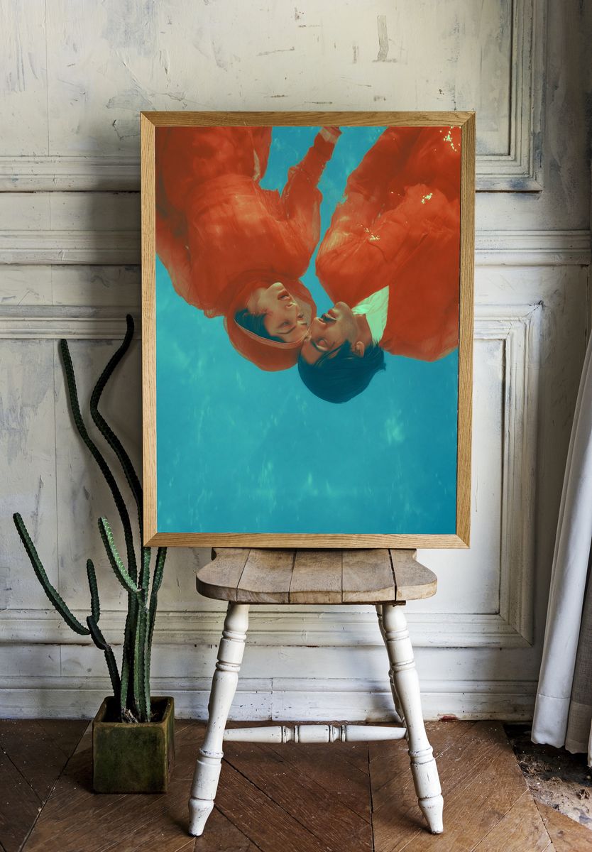 Underwater Lovers Photography Poster. — room view 1