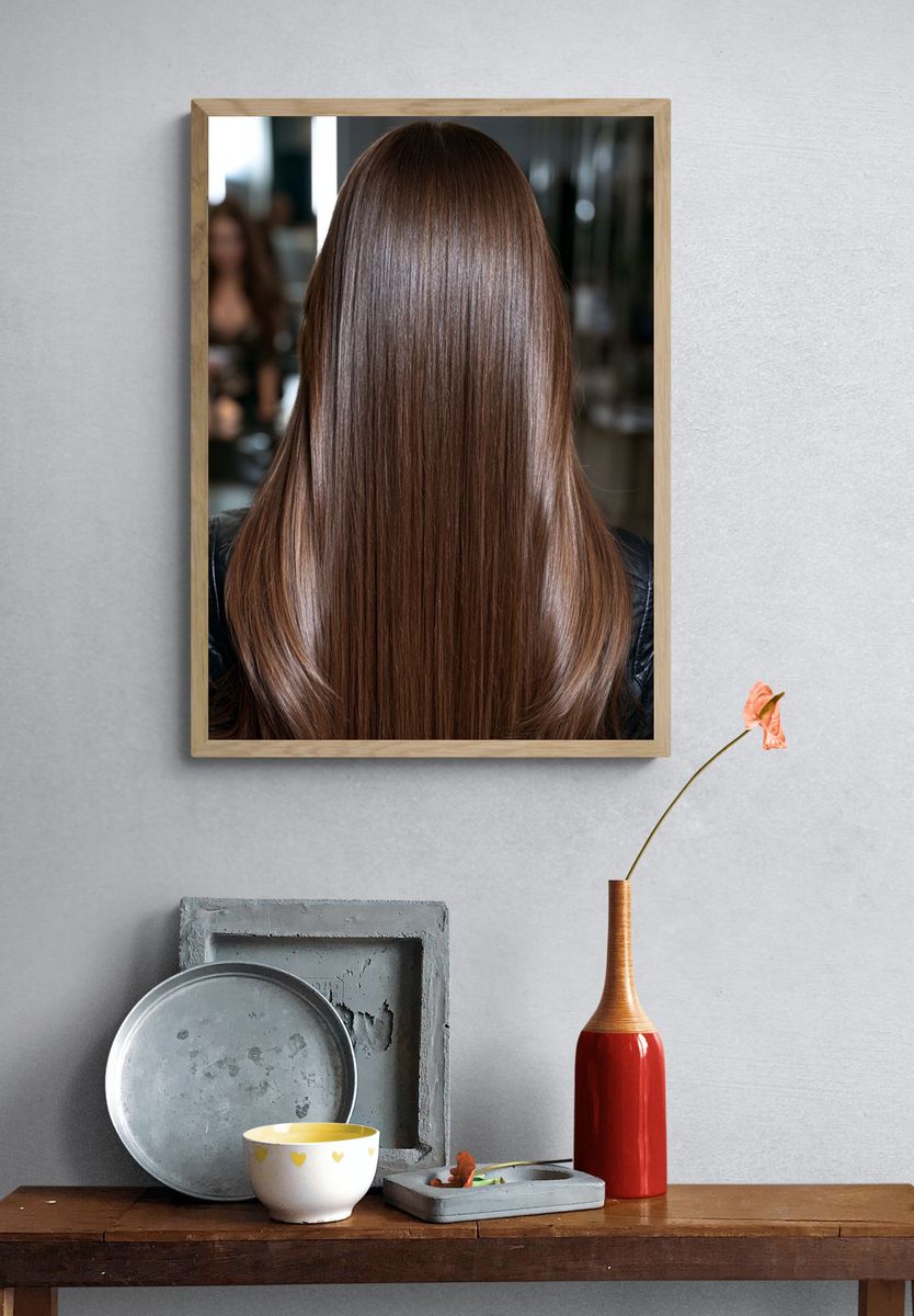 Glossy Brunette Hair Portrait Print. — room view 3