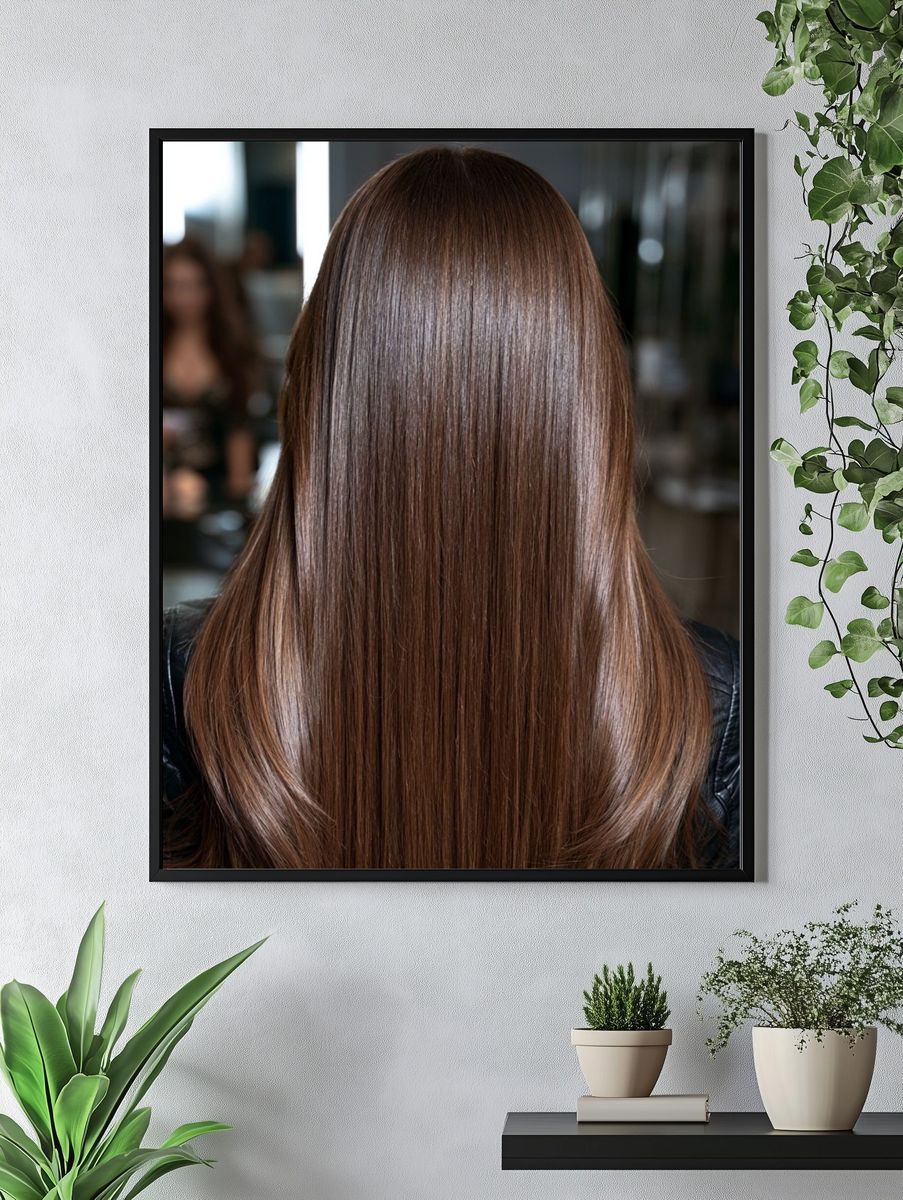Glossy Brunette Hair Portrait Print. — room view 4
