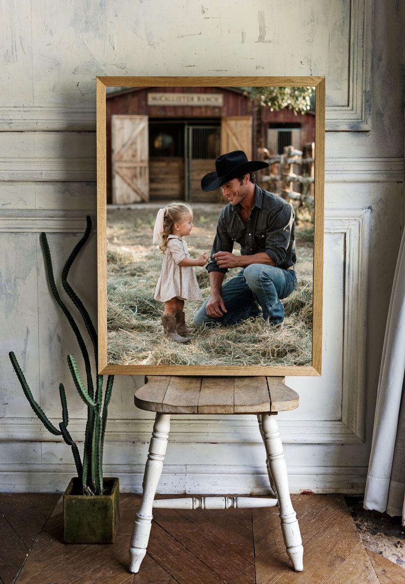 Cowboy Father and Daughter Photography Poster. — room view 1