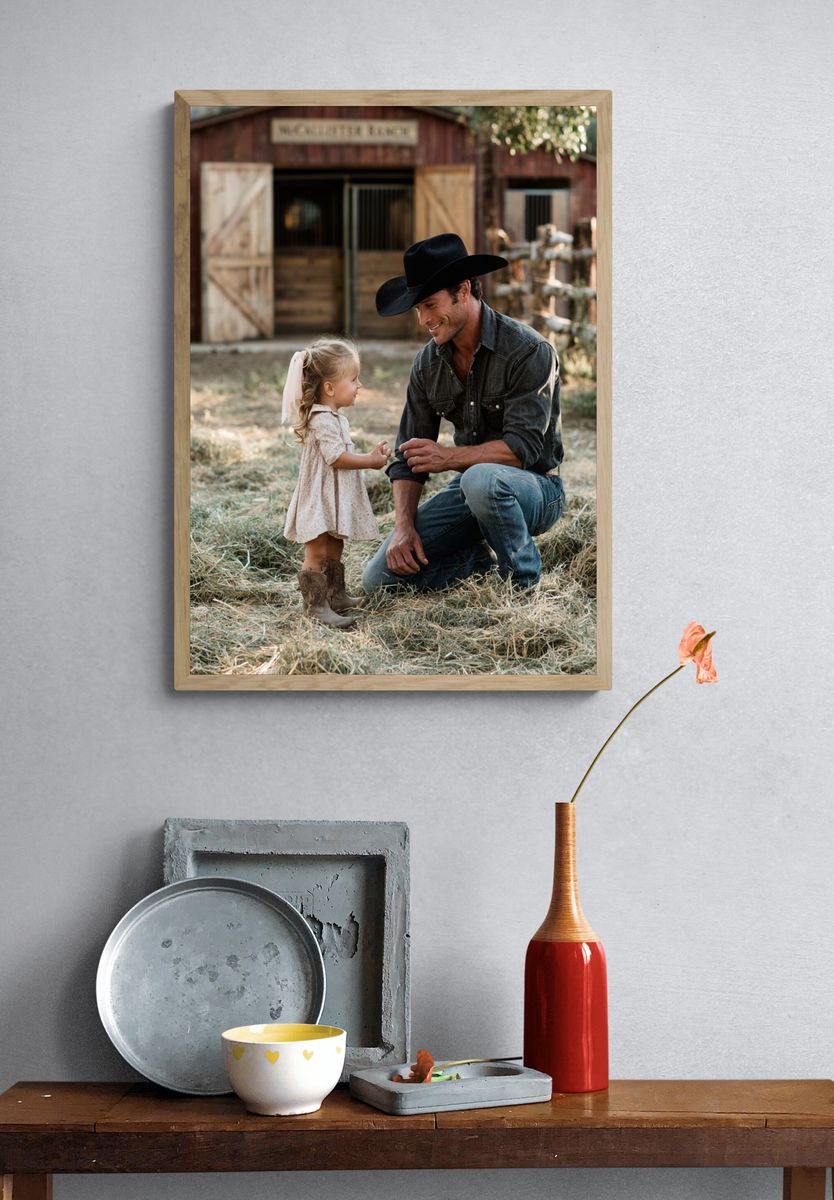Cowboy Father and Daughter Photography Poster. — room view 3