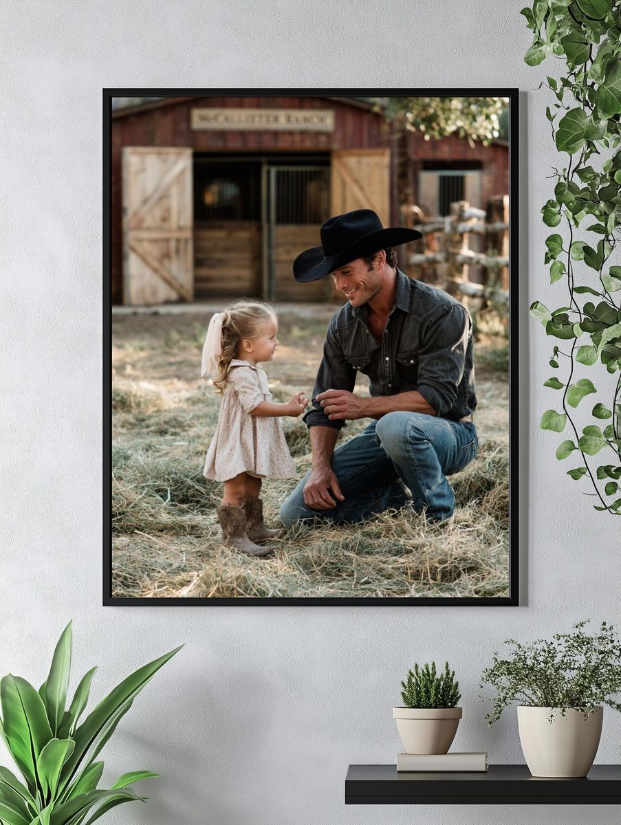 Cowboy Father and Daughter Photography Poster. — room view 4