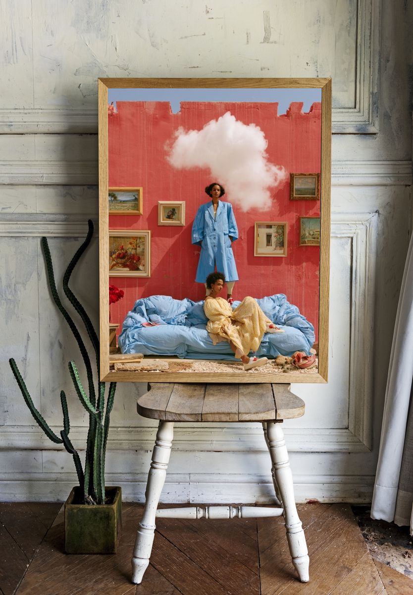 Surreal Pink Wall Fashion Poster. — room view 1