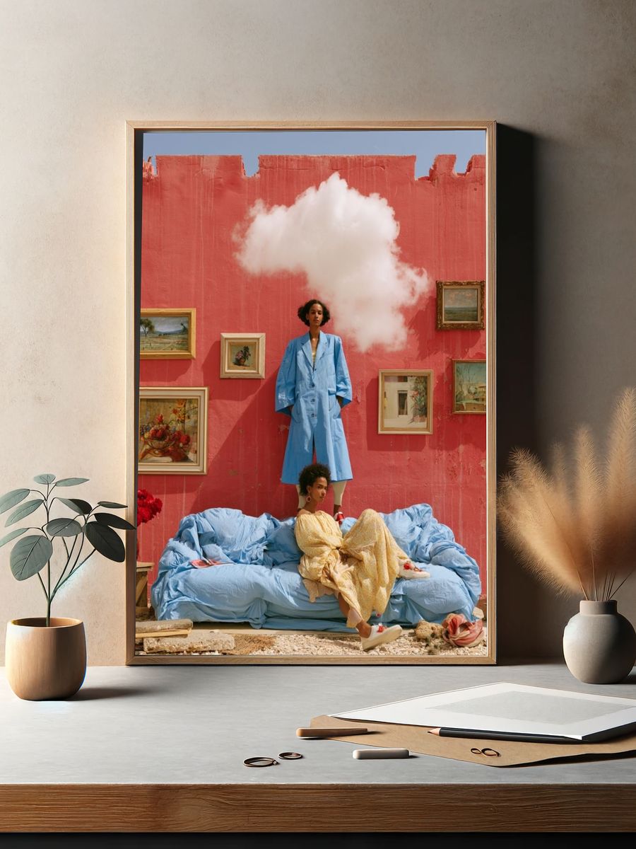 Surreal Pink Wall Fashion Poster. — room view 2