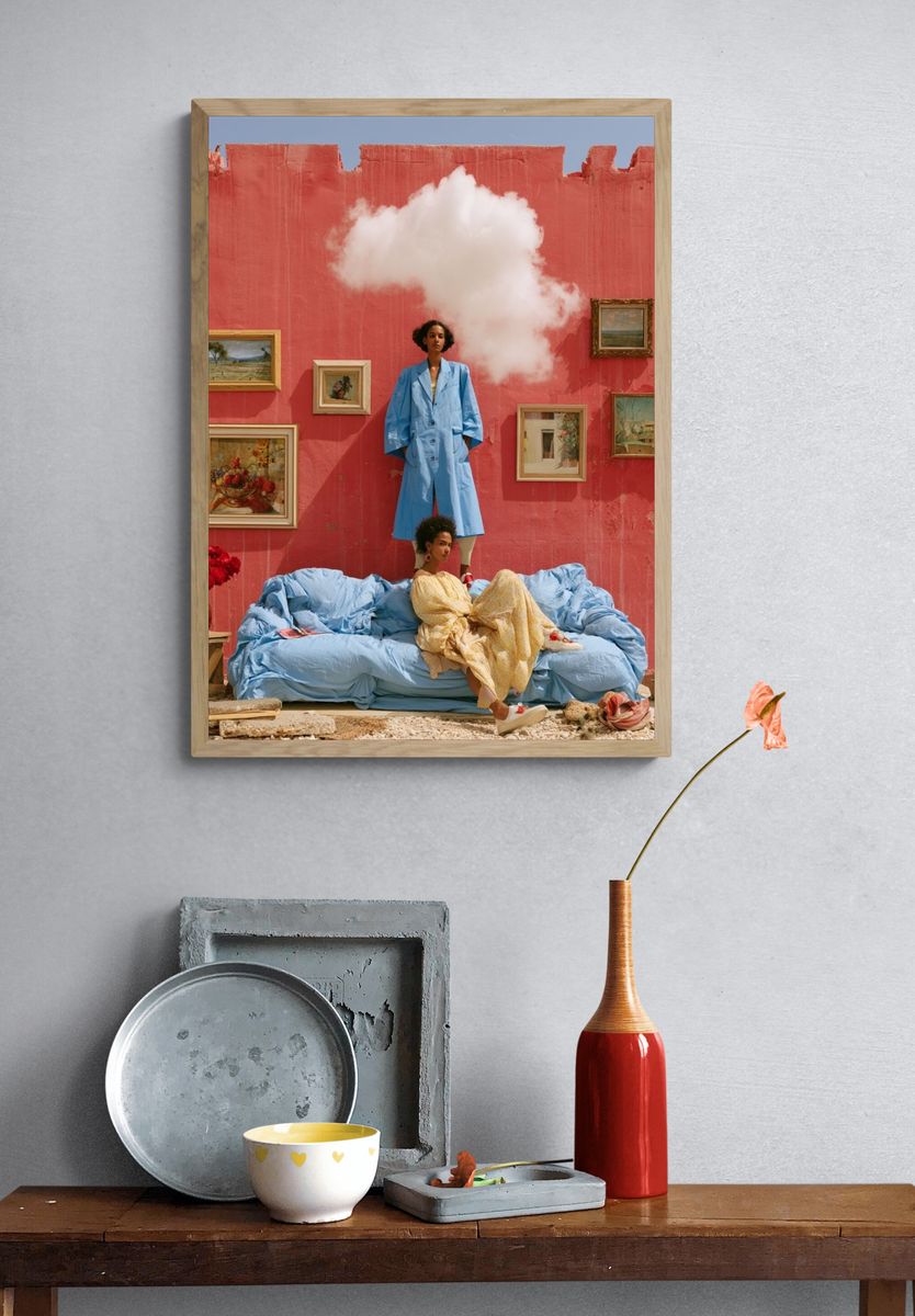 Surreal Pink Wall Fashion Poster. — room view 3
