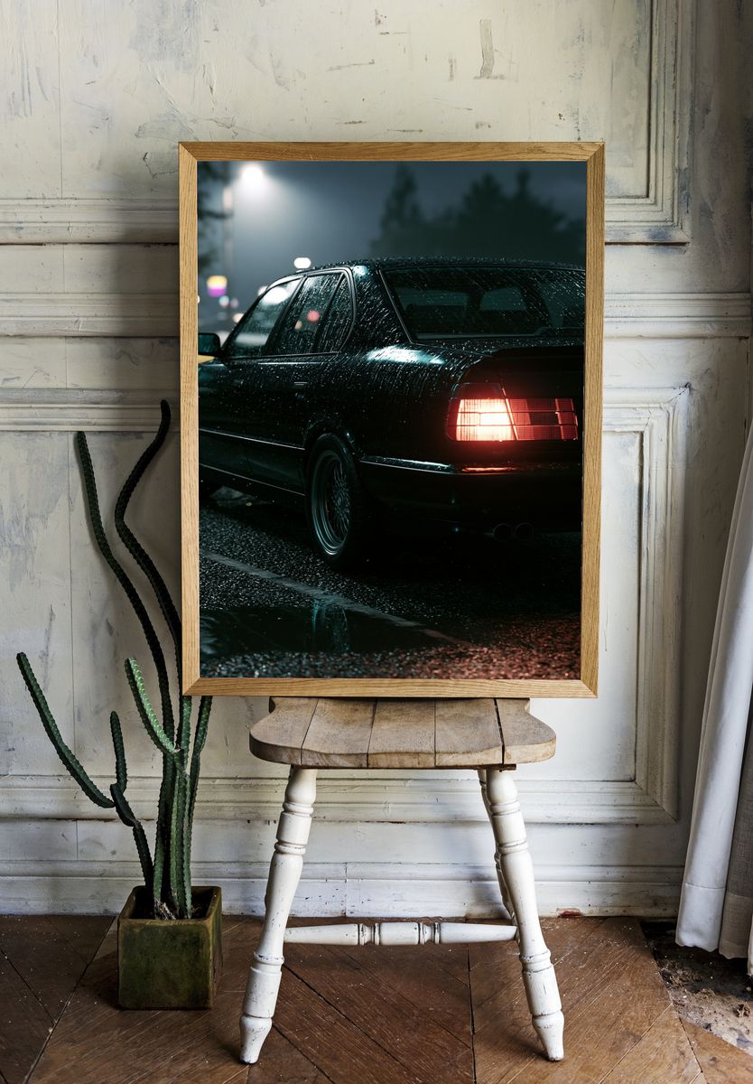 Rainy Night Sedan Photography Poster. — room view 1