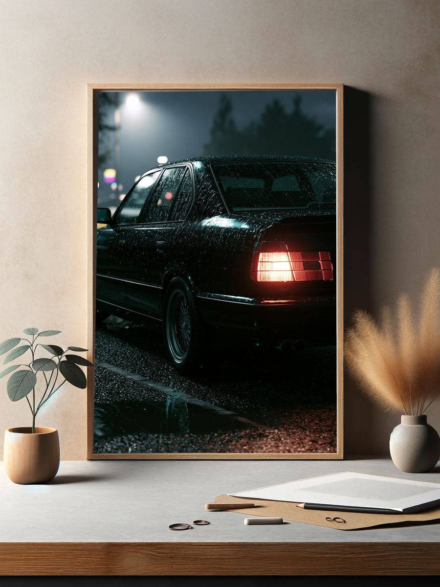 Rainy Night Sedan Photography Poster. — room view 2