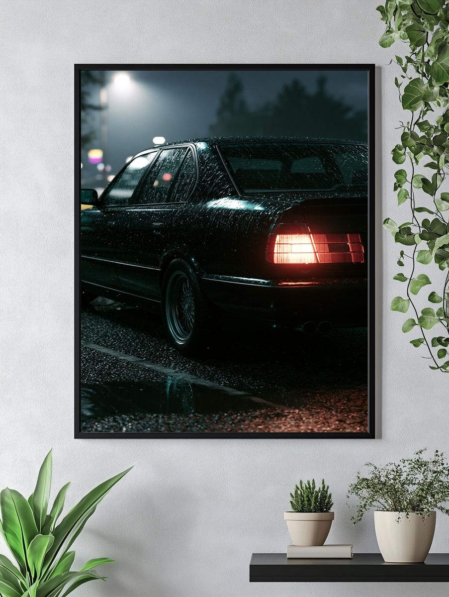 Rainy Night Sedan Photography Poster. — room view 4