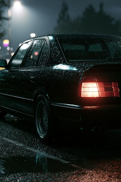 Rainy Night Sedan Photography Poster. poster print