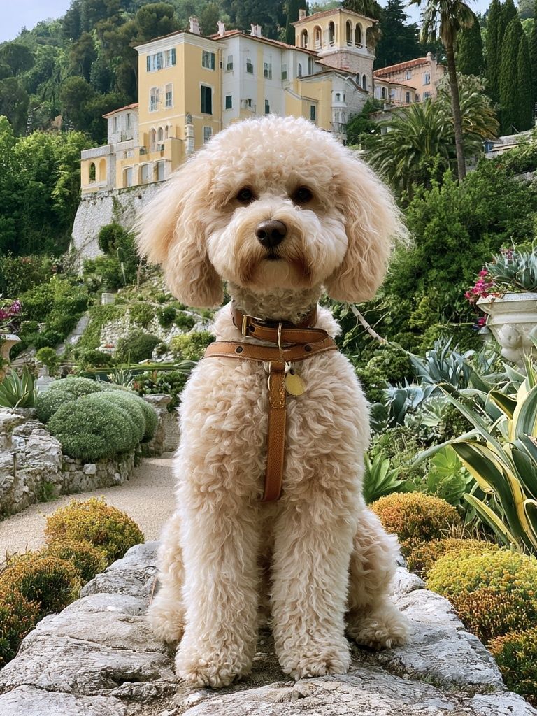 Poodle in Italian Garden Photography Poster. poster — photography art