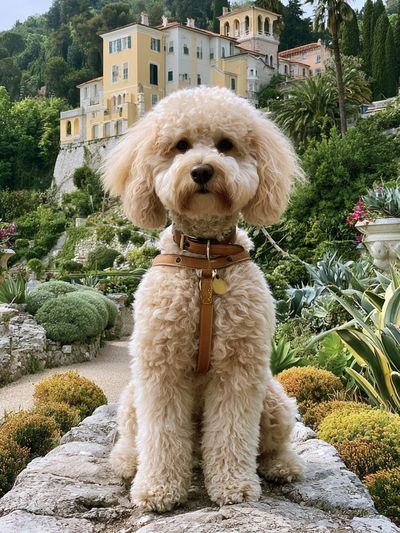 Poodle in Italian Garden Photography Poster. poster print
