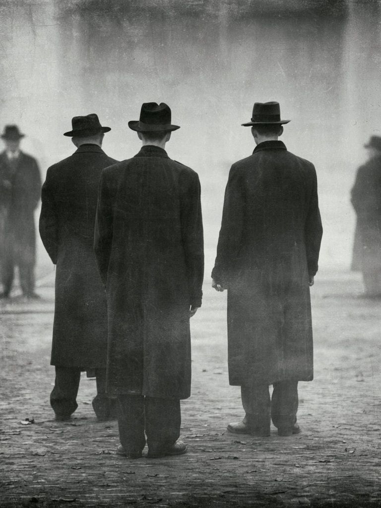 Foggy Men in Hats Photography Poster. poster detail