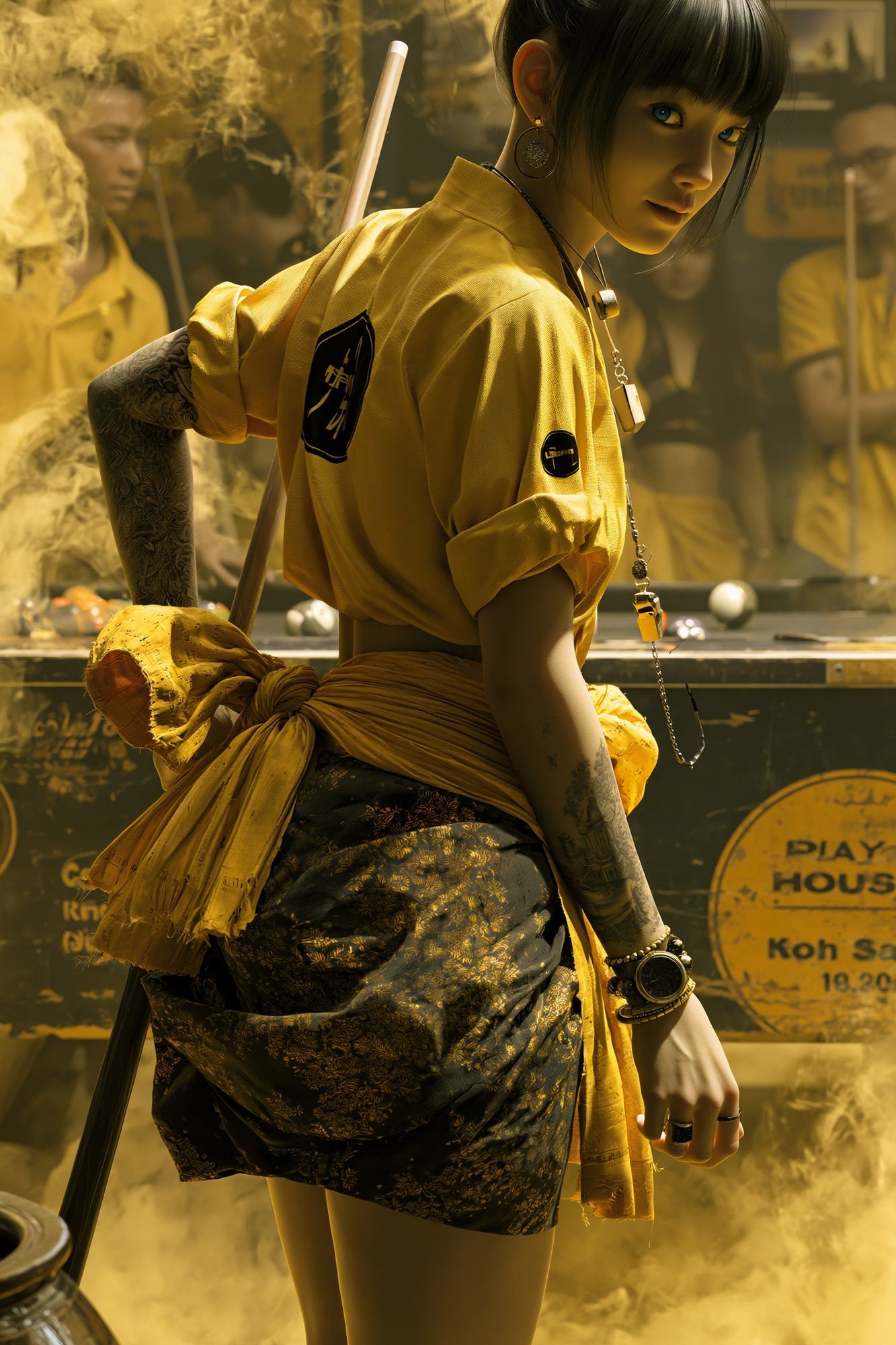 Yellow Pool Hall Portrait Poster. poster — photography art