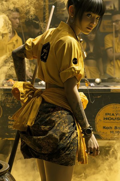 Yellow Pool Hall Portrait Poster.