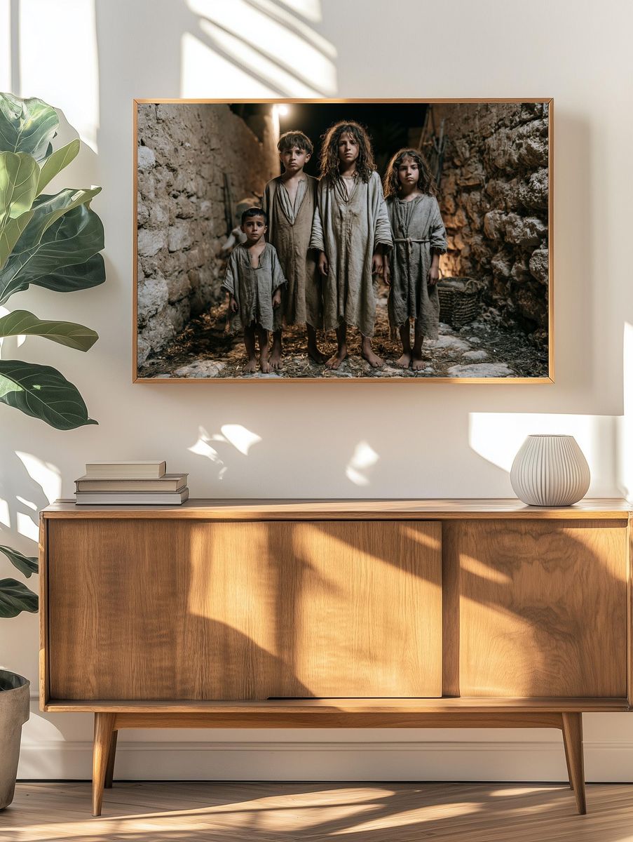 Children in Stone Alley Photography Poster. — room view 3