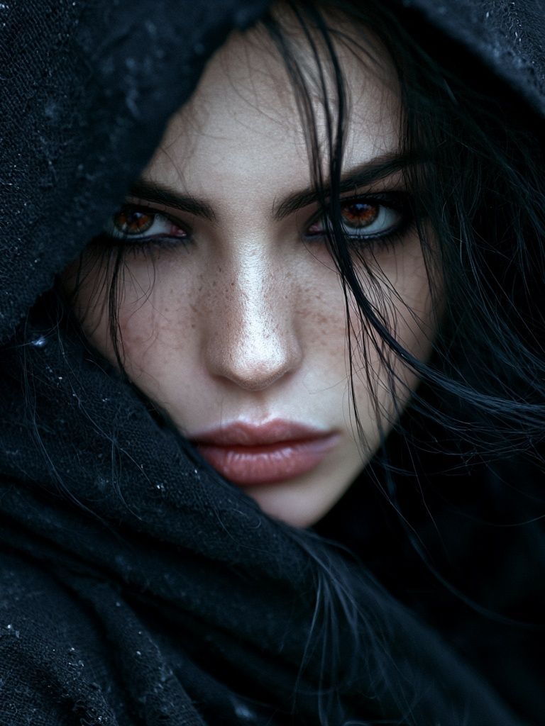Mysterious Hooded Portrait Print. poster detail