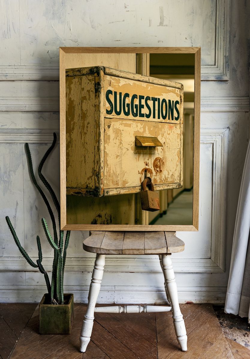 Suggestions Box Vintage Photography Poster. room preview