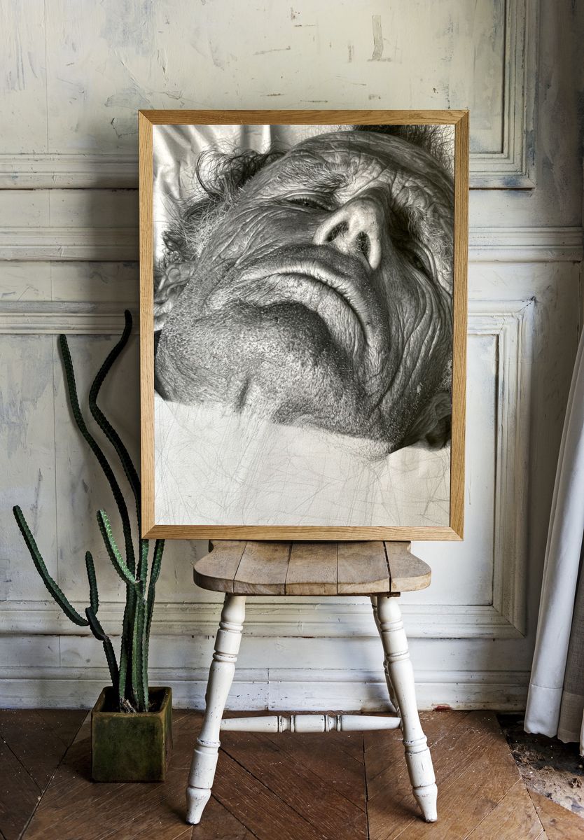 Sleeping Man Portrait Print. — room view 1