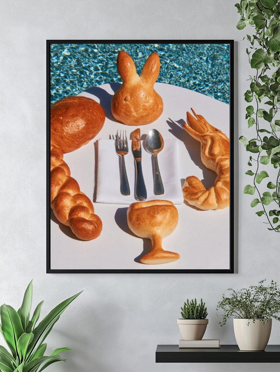 Bread Bunny Tabletop Photography Poster. — room view 4