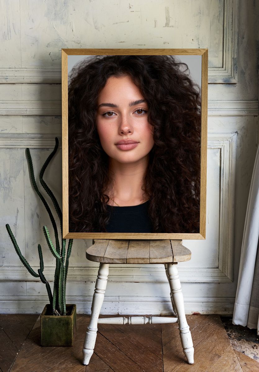 Curly Hair Portrait Photography Poster. — room view 1