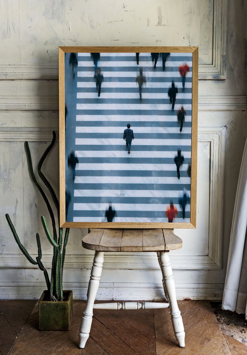 Crosswalk Crowd Motion Photography Poster. — room view 1