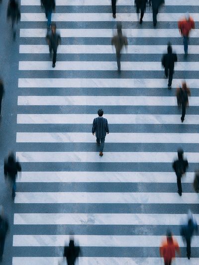 Crosswalk Crowd Motion Photography Poster. poster