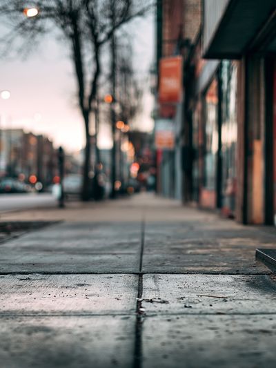 Urban Sidewalk at Dusk Photography Poster. poster