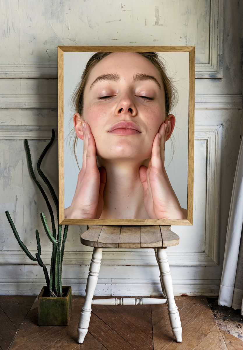Serene Face Massage Photography Poster. — room view 1