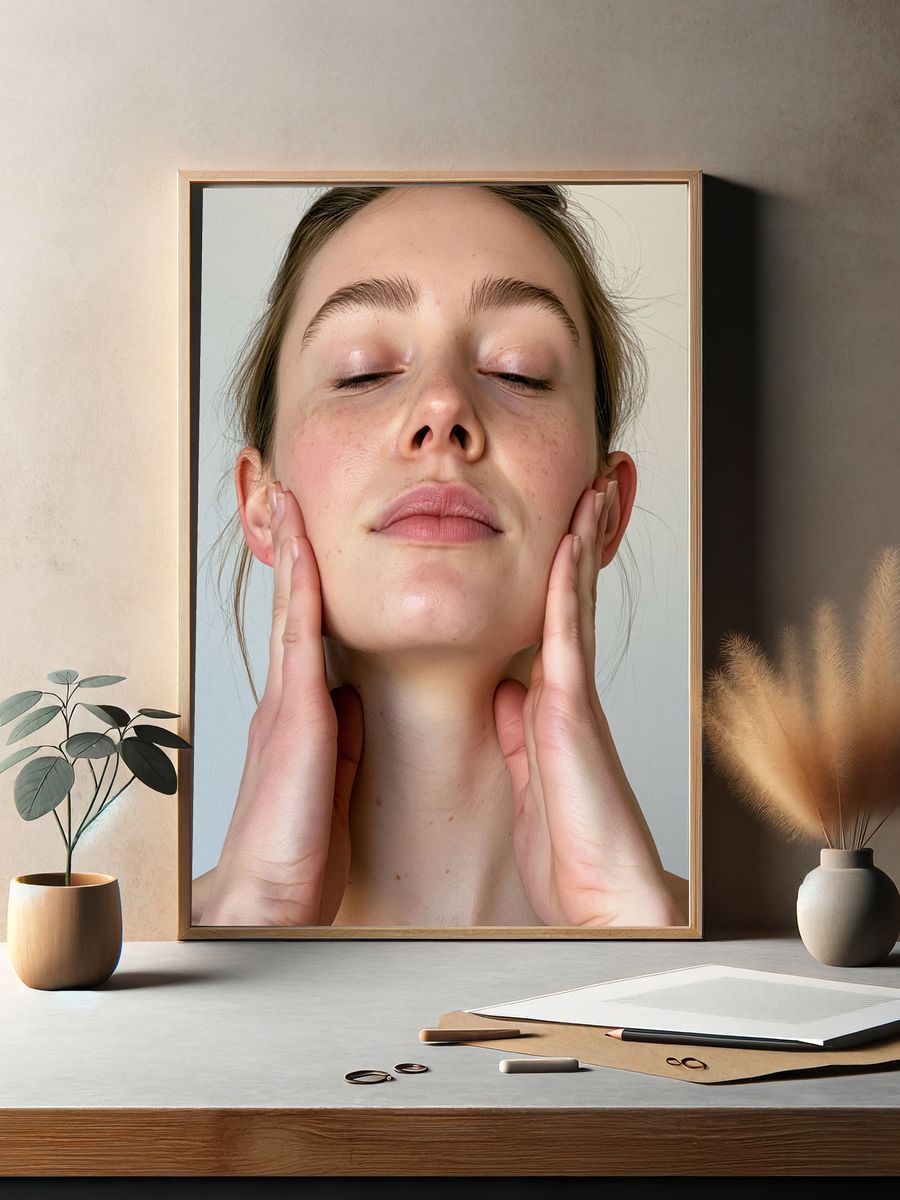 Serene Face Massage Photography Poster. — room view 2