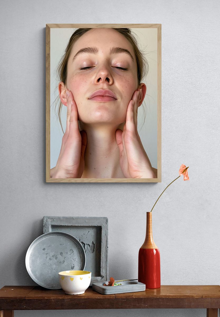 Serene Face Massage Photography Poster. — room view 3
