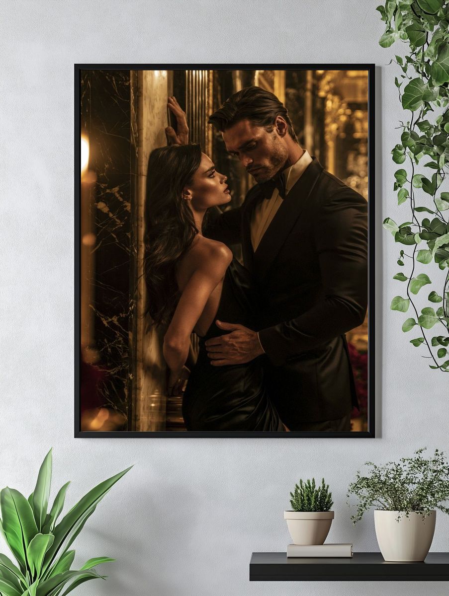 Glamorous Couple Portrait Poster. — room view 4