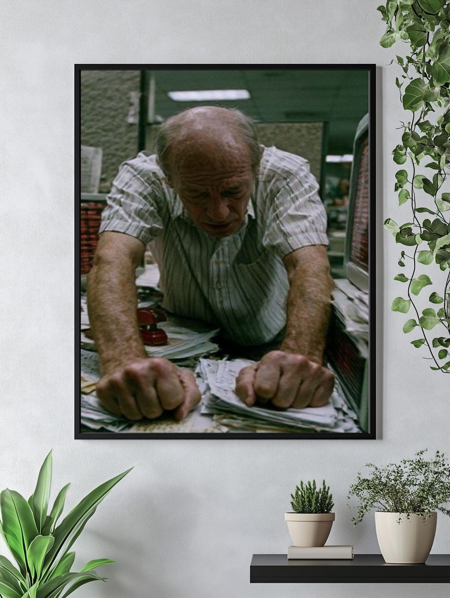 Tense Man at Counter Photography Poster. — room view 4