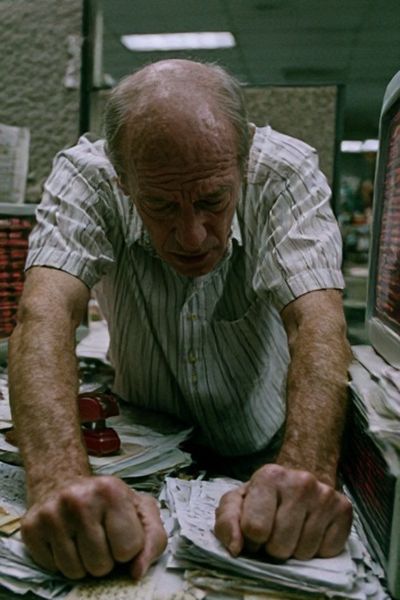 Tense Man at Counter Photography Poster. poster