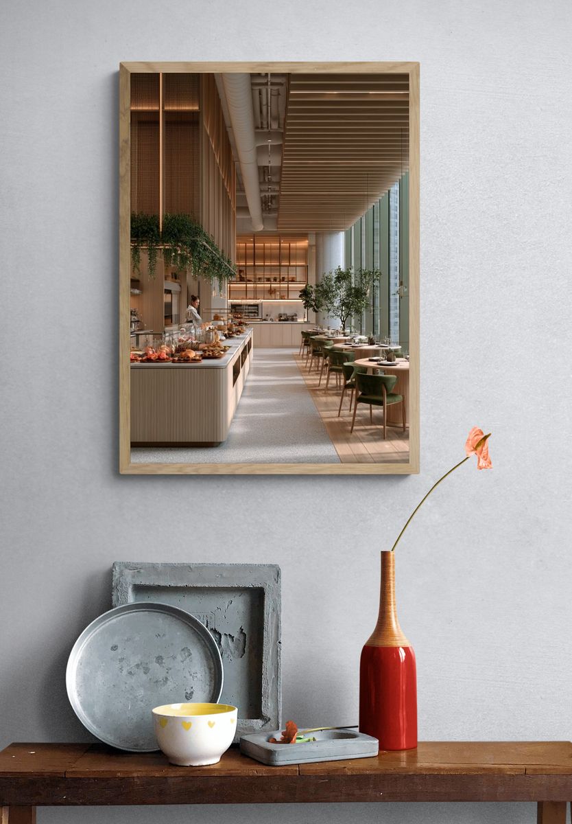 Modern Restaurant Interior Photography Poster. — room view 3