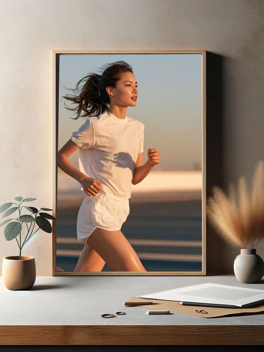 Sunlit Runner Portrait Print. — room view 2