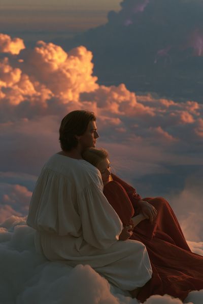 Cloud Kissed Lovers Photography Poster.