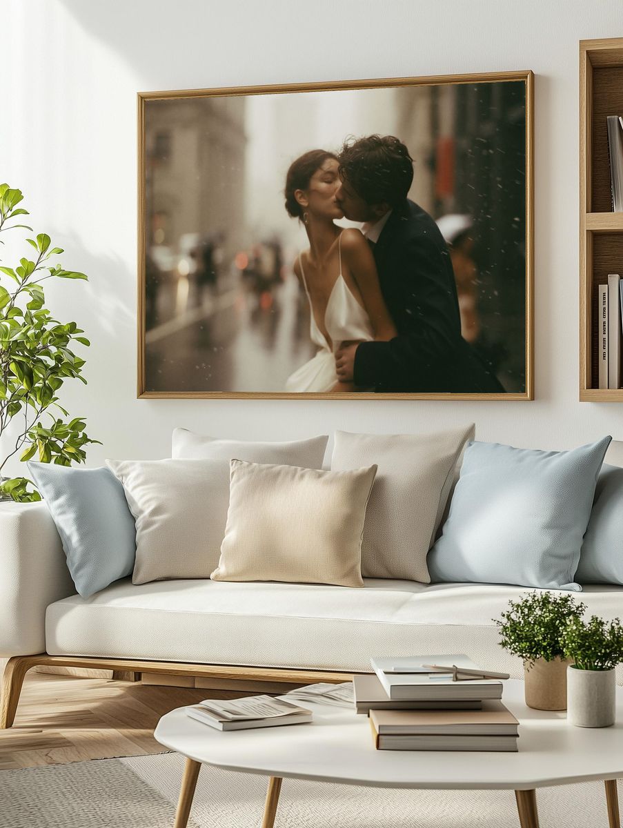 Rainy City Kiss Photography Poster. — room view 2