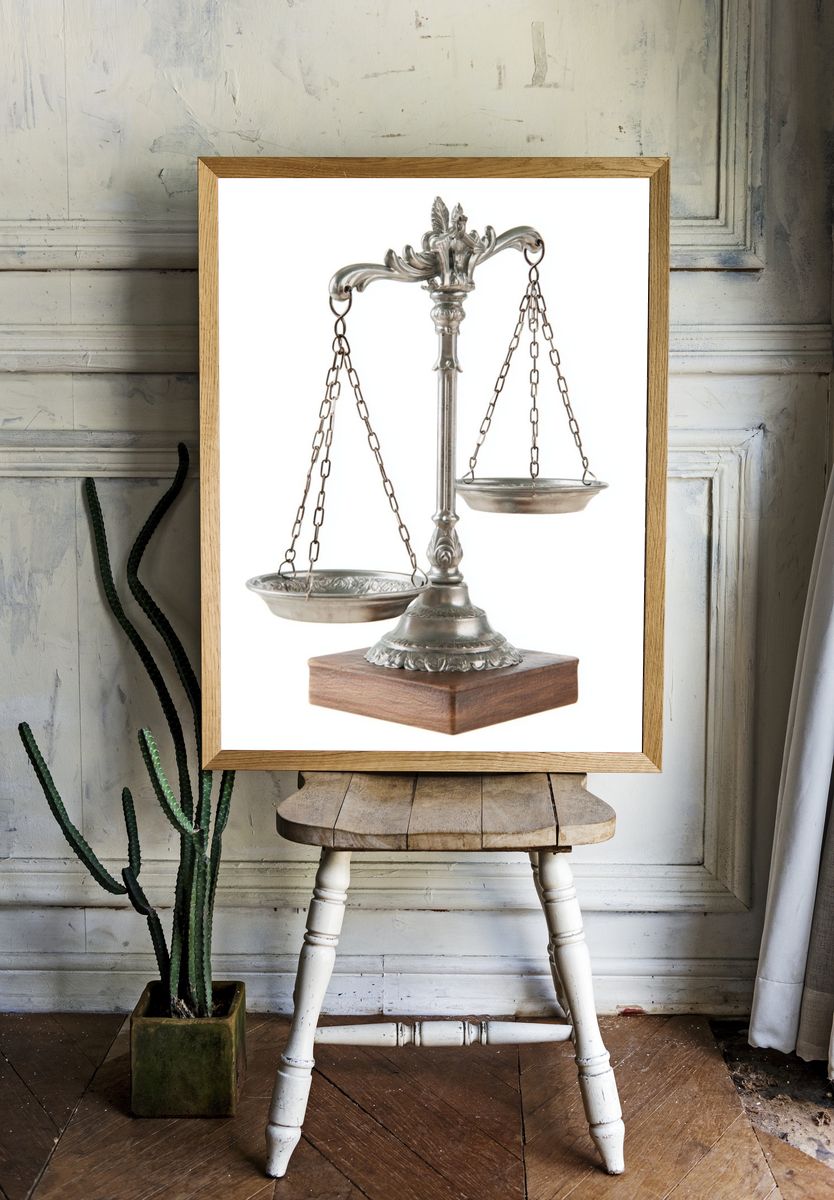 Antique Balance Scale Photography Poster. — room view 1